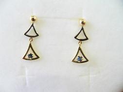 Donna Oro Giallo E Bianco 18 Kt, Zaffiro Blu Idea Regalo Ear