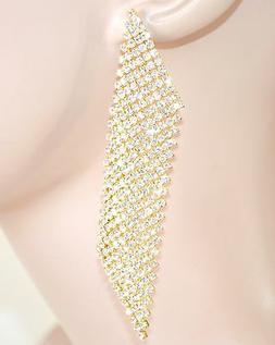 Donna Oro Pendenti Cristalli Eleganti Sposa Strass Da Cerimo