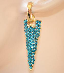 Donna Oro Strass Cristalli Azzurri Blue Earrings Blauwe Oorb