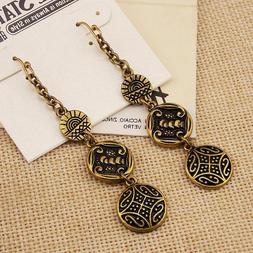 Donna Pendenti A Forma Di Bottoni- Metallo Colore Bronzo Ant