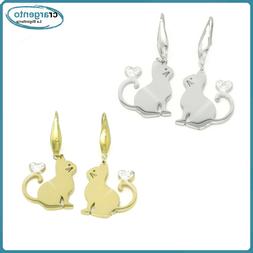 Donna Pendenti A Monachella Gatto Con Cuore Cristalli Strass