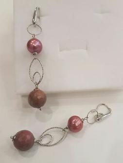 Donna Pendenti Argento 925, Perla Rosa, Quarzo Rosa Pendant