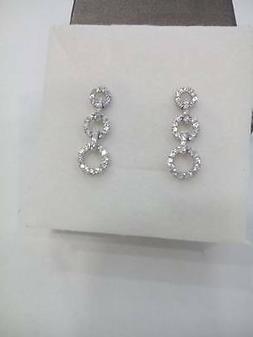 Donna Pendenti Argento 925 Zirconi Bianchi Earrings Silver