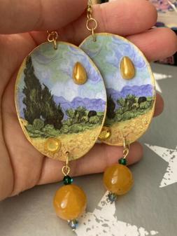 Donna Pendenti Campo Di Grano Di Van Gogh Con Agata E Swarov