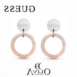 Donna Pendenti Cerchi Cristalli Bianchi Guess Acciaio 316l U