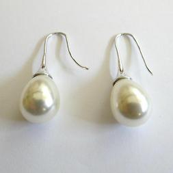 Donna Pendenti Colore Argento Con Perla Bianca A Goccia -  4