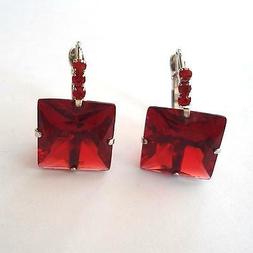 Donna Pendenti Colore Argento Con Rubino Rosso - 308 D