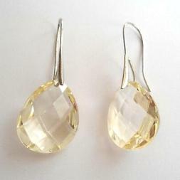 Donna Pendenti Colore Argento  Con Topazio Giallo A Goccia -