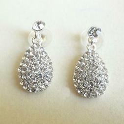 Donna Pendenti Colore Argento Goccia Con Zirconi Bianchi 197