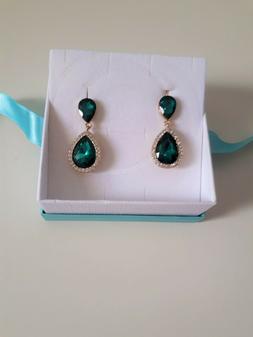 Donna Pendenti Colore Oro Con Smeraldo  E Swarovski