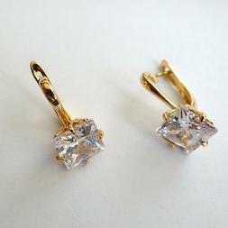 Donna Pendenti Colore Oro Con Zircone Bianco 9 Mm Quadrato  