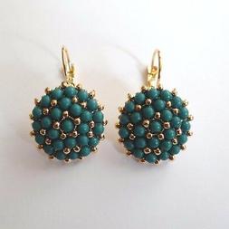 Donna Pendenti Colore Oro Disco Con Perline Verdi - 175 N