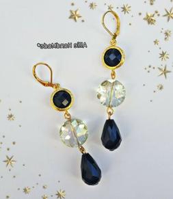 Donna Pendenti Con Cristalli Luminosi Oro E Cristalli A Gocc