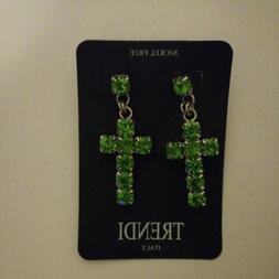 Donna Pendenti Croce Verde Brillante Marca Trendi Made In It