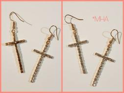 Donna Pendenti Croci Oro Con Strass