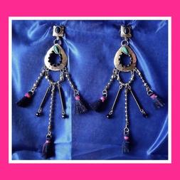 Donna Pendenti Etnici Con Tassel Blu