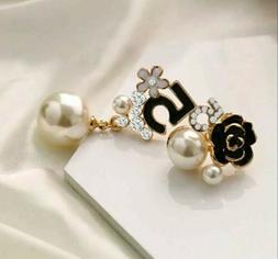 Donna Pendenti Fiori Loghi Acciaio Chirurgico Perle Strass N