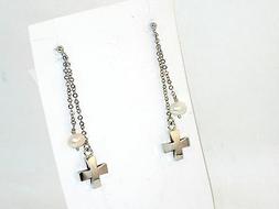 Donna Pendenti In Argento 925 Con Croci E Perle Vere Coltiva