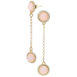 Donna Pendenti Lunghi Placcati Oro Cristalli Rosa Boccadamo 