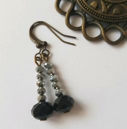 Donna Pendenti Neri Piccoli Bronzo Antico Modello Unico Hand