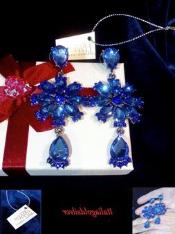 Donna Pendenti Swarovski Originali Cristalli Blu Argento Gio