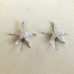 Donna Pendenti Stella Marina Colore Argento Con Zirconi Bian