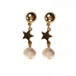 Donna Pendenti Stella Oro Sfera Vetro Rosa Nichel Free - Oro