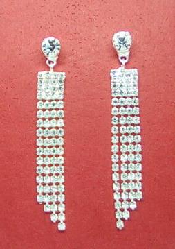 Donna Pendenti Strass Cristalli Orecchino Lungo Placcato Arg