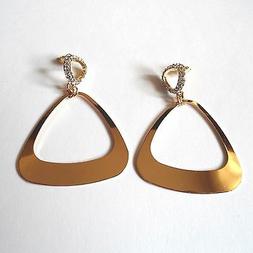 Donna Pendenti Triangolo Colore Oro Con Zirconi Bianchi -  3