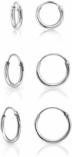 Donna Piccolo Cerchio In Argento 925 &ndash; Set Paia 3