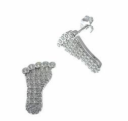Donna Piedini Bimbo Argento 925 Con Zirconi Idea Regalo Mamm