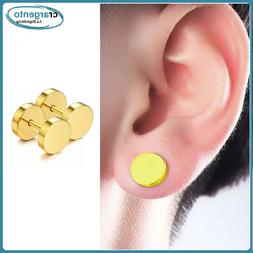 Donna Punk Ragazza Orecchino Finto Dilatatore Uomo Oro Tondi