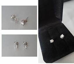 Donna Punto Luce Oro Bianco 18k 1,20gr Diamanti Veri 0.40 Ct