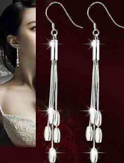 Donna Punto Luce Pendenti Lunghi Cristallo Paio Argento Copp