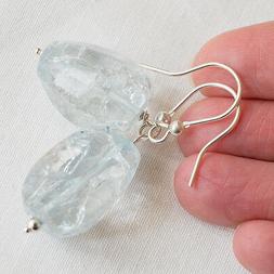 Donna Quarzo Azzurro Argento 925 Earrings Blue Quartz Sterli