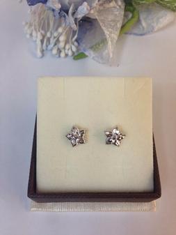 Donna Ragazza Bambina Oro Bianco 750 18 Kt Fiore A Lobo Sfac