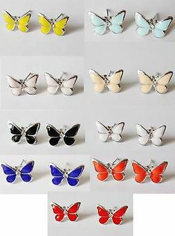 Donna Ragazza Bambina Pl Argento Farfalla Colorati Cristalli