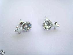 Donna Ragazza Croce Punto Luce Coppia Paio Aros Earrings