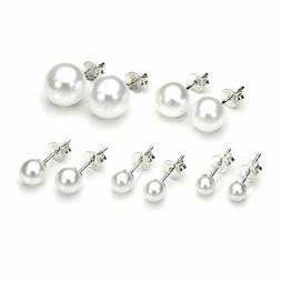 Donna Ragazza In Argento 925% Rodiato Con Perle Bianche ★ 