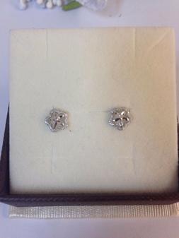 Donna Ragazza Oro Bianco 750 18 Kt  Lobo Fiore  Sfaccettato