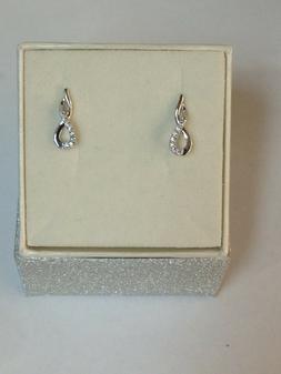 Donna Ragazza Oro Bianco 750 18 Kt Barretta Con Zirconi Infi