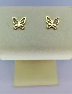 Donna Ragazza Oro Giallo 750 18k Punto Luce Farfalla Zirconi