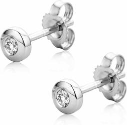 Donna Solitario Piccoli A Lobo In Oro Bianco Con Diamanti...