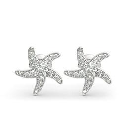 Donna Stella Color Argento Strass Acciaio A Lobo Luminosi Nu