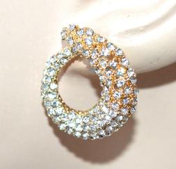 Donna Strass Oro Dorato A Lobo Bottone Serpente Bigiotteria 