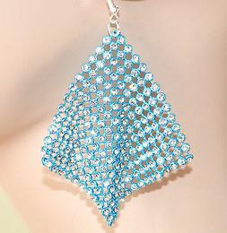 Donna Strass Pendenti Azzurri Brillantini Cristalli Earrings