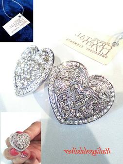 Donna Swarovski Originali Cuore Cristalli Rod Argento 925 Gi