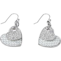 Donna Guess Ube11422 Doppio Cuore Con Zirconi E Pelle Bianca