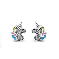 Donna Unicorno Ornata Da Cristallo By Swarovski Bianco E Arg