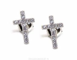 Donna Uomo Argento 925 Zircone Bianco Brillante Croce 11x7,5